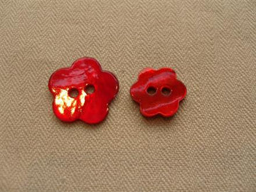 Perlemorsknap blomst 2-huls rød, 12mm