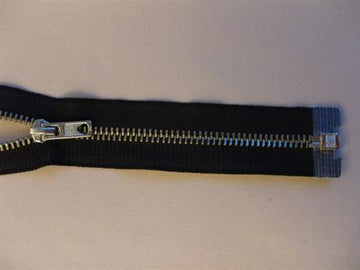 Lynlås metal delbar sort  40cm 6mm sølv