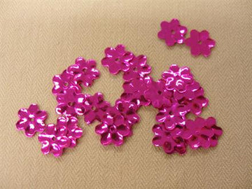 Blomsterpailletter, pink, 26 stk.