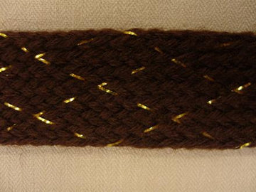 Fladflettet bånd, brun/guld 25mm, 1m