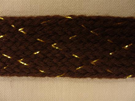 Fladflettet bånd, brun/guld 25mm, 1m