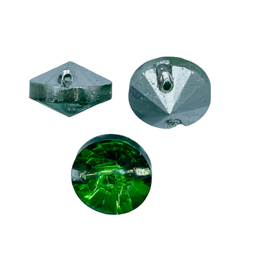 Glas krystalknap, smaragd, #620