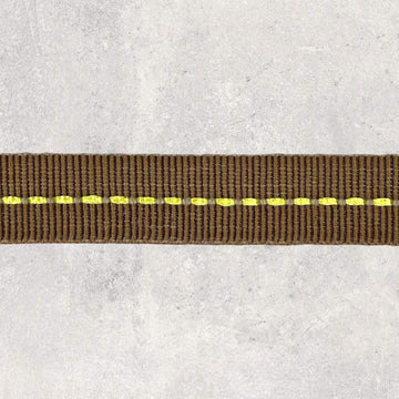 Grosgrainbånd lysebrun med gul stribe 15mm, 1m