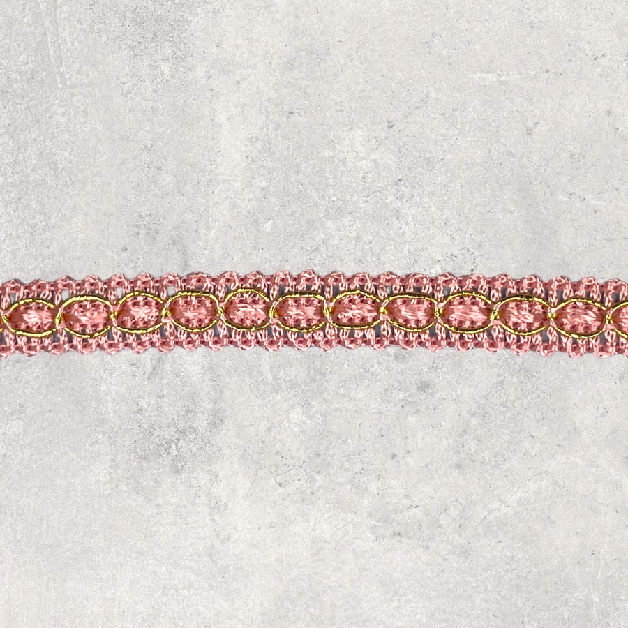 Agraman støvet lyserød/guldtråd vintage, 1m