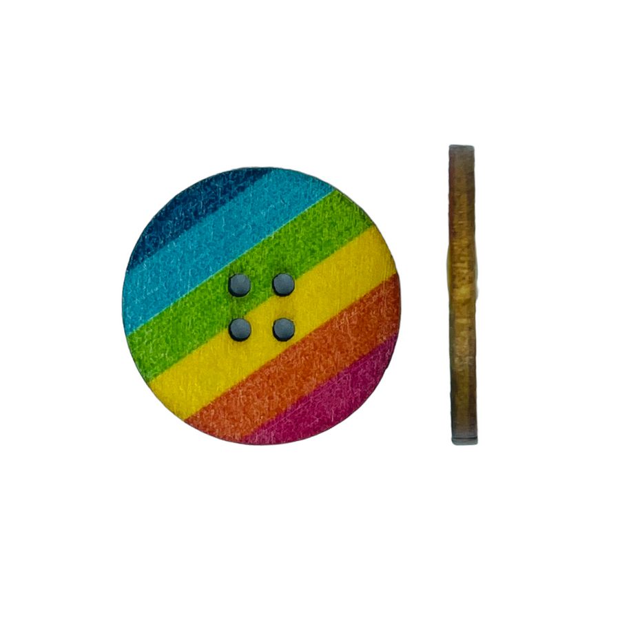 Træknap m. regnbuefarver, ø25mm 4-huls