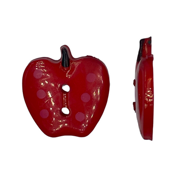 Æble knap rød med lyserøde prikker 2-huls 22mm