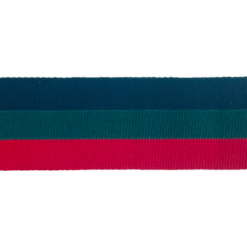 Bånd m. striber, rød/grøn/midnatsblå 25mm, 1m