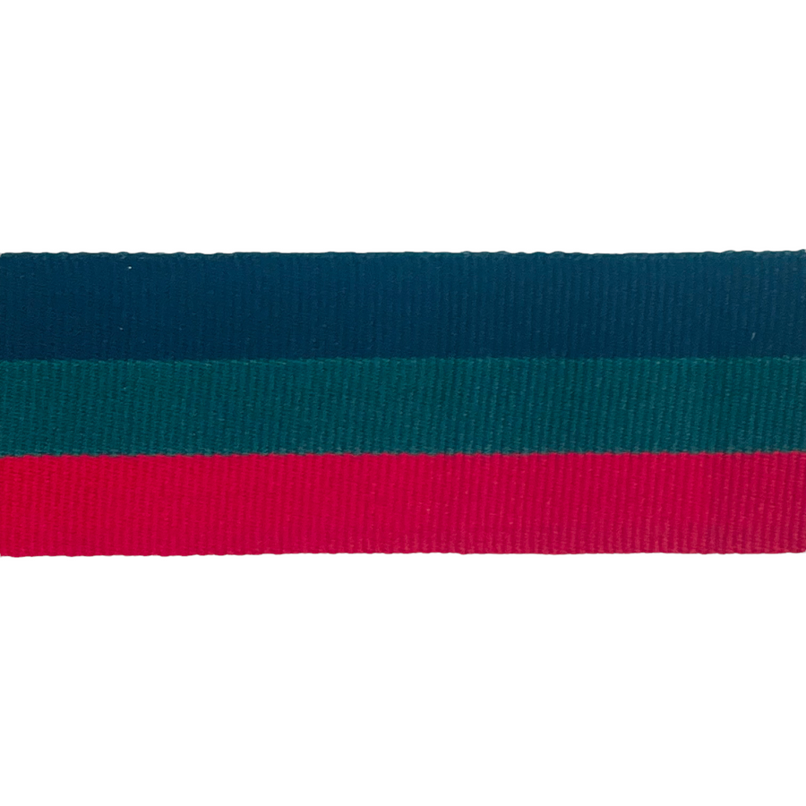 Bånd m. striber, rød/grøn/midnatsblå 25mm, 1m