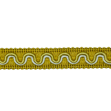 Agraman, sennepsgul med zig-zag mønster, 12 mm, 1m