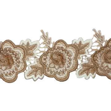 Blomsterbånd 3D, lyserød/hvid, kantet m. guld metallic tråd , 1m