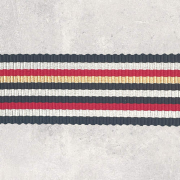 Grosgrainbånd med sort/hvid/rød/beige striber 25mm, 1m