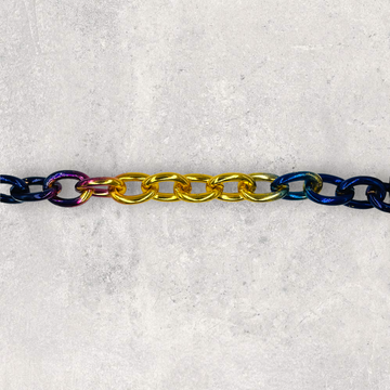 Kæde, regnbuefarvet 15mm, 1m