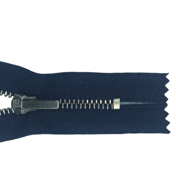 Marineblå, ikke delbar 18cm, 4mm nikkel bukselynlås