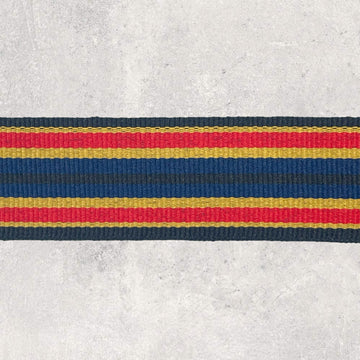 Grosgrainbånd med sort/beige/rød/blå striber 25mm, 1m