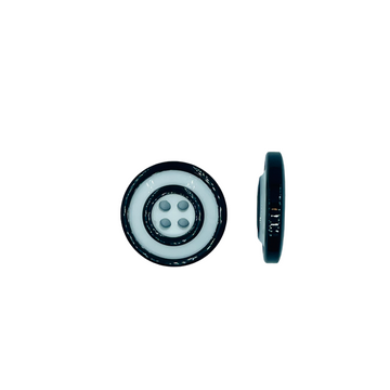 Standardknap, 2 sorte cirkler på hvid bund 4-huls, ø17,5mm