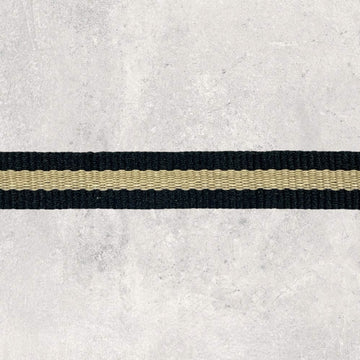 Bånd med sort/beige/sort striber 10mm, 1m