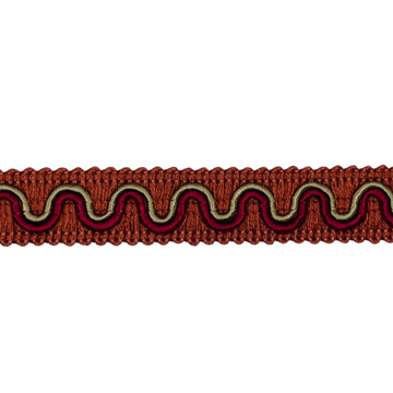 Agraman, rustrød med zig-zag mønster, 12 mm, 1m