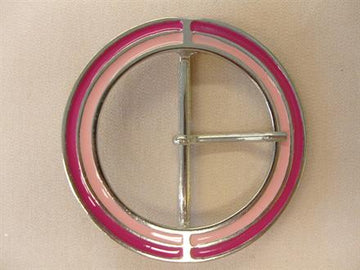 Metal bæltespænde, lyserød emalje 50mm