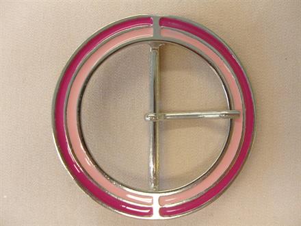 Metal bæltespænde, lyserød emalje 50mm