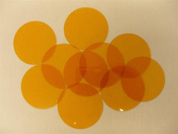 Rund paillet, orange transparent 50mm, 10 stk.
