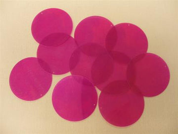 Rund paillet, pink transparent 50mm, 10 stk.