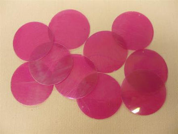 Rund paillet, pink transparent 35mm, 10 stk.