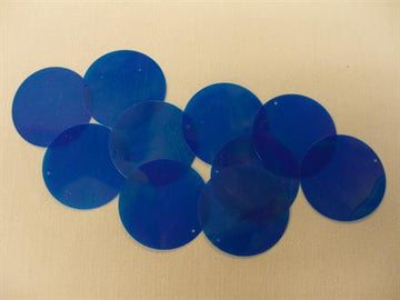 Rund paillet, kongeblå transparent 35mm, 10 stk.