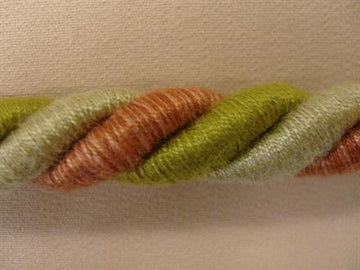 Possementsnor tre-farvet, grøn/rosa/hvid 12mm, 1m