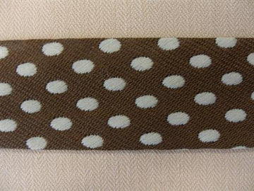 Skråbånd mønstret, brun m. beige  prikker, 1m