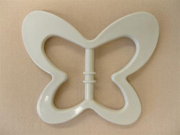 Bæltespænde, sommerfugl, 30mm, knækket hvid