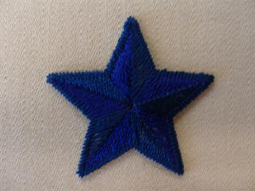 Strygemærke, stjerne mørkeblå 3cm