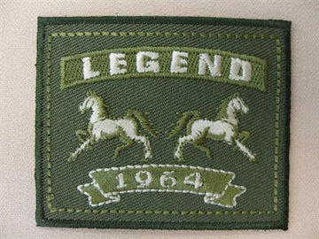 Strygemærke, emblem m. heste, grøn